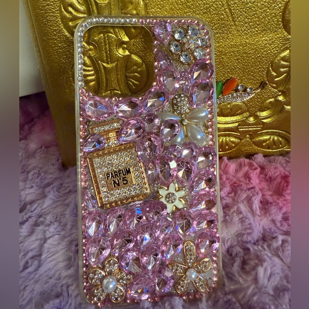IPhone 15 Pro Max  Pink Crystal Phone Case